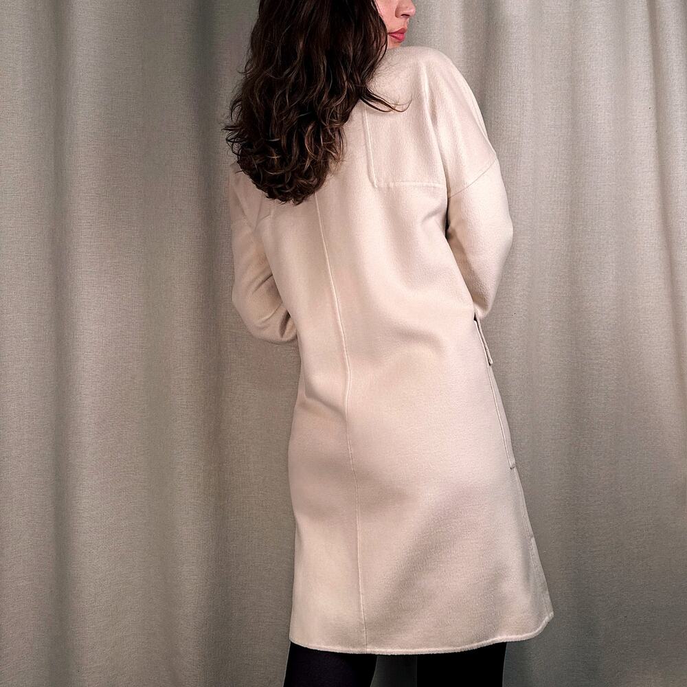Hermès Paris Cream Cashmere Coat, Leather Toggle Closure